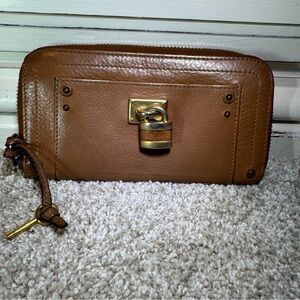 Chloe Paddington Leather Long Wallet with Lock and Key with COA